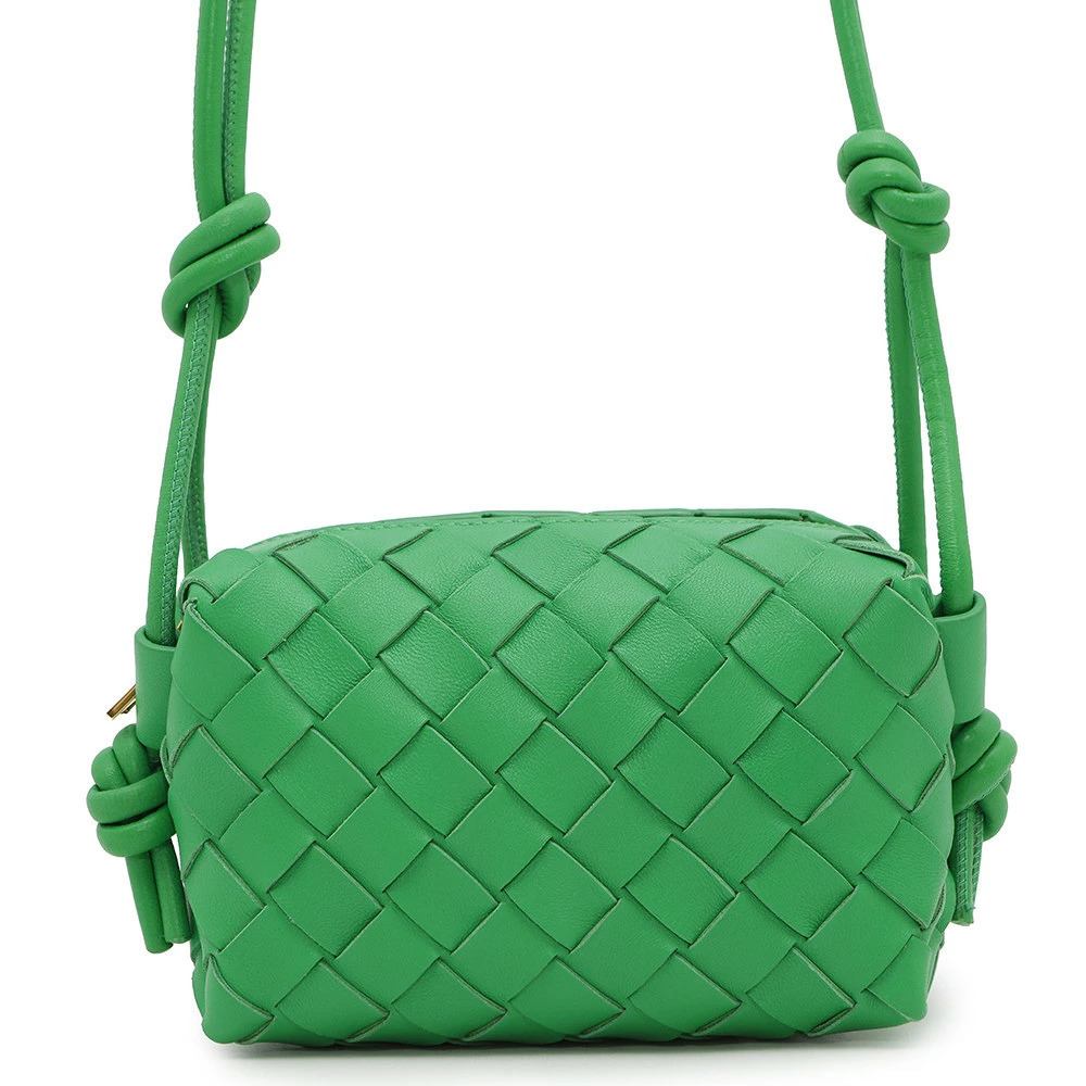 Bottega Veneta Candy Loop Intrecciato Leather Crossbody Bag Green